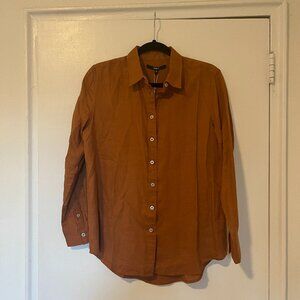 Quince Rust 100% European Linen Long Sleeve Button Down Shirt